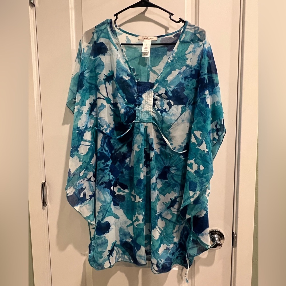 Laundry by Design Teal and Blue Floral Tunic